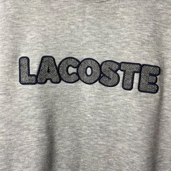 LACOSTE Men's Crewneck Flecked Fleece Logo Patch Sweatshirt Gray Sz Small - Picture 5 of 11